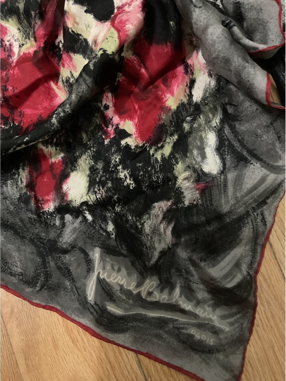 Pierre Balmain Vintage 100% Silk Floral Scarf Made in France - Picture 4 of 6